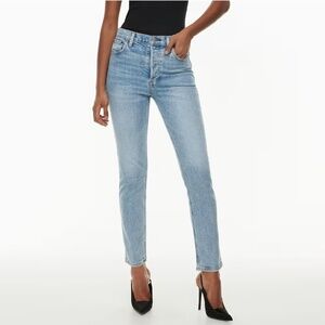 Denim Forum Light Wash High-Rise Straight Jeans